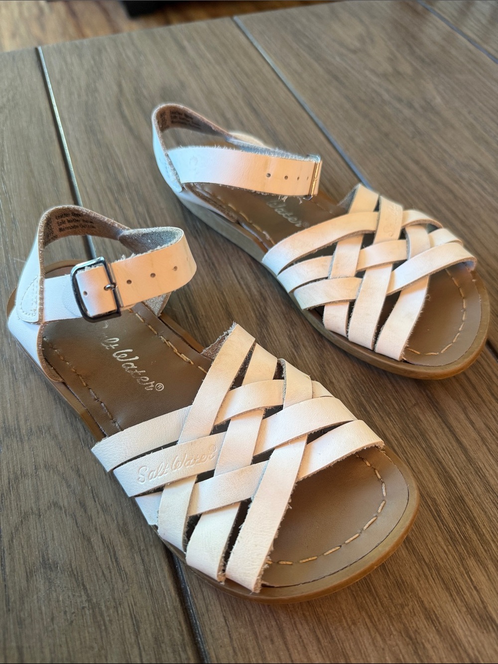 Salt Water Sandals by Hoy Kids White Retro Braided Ankle-Strap Sandals